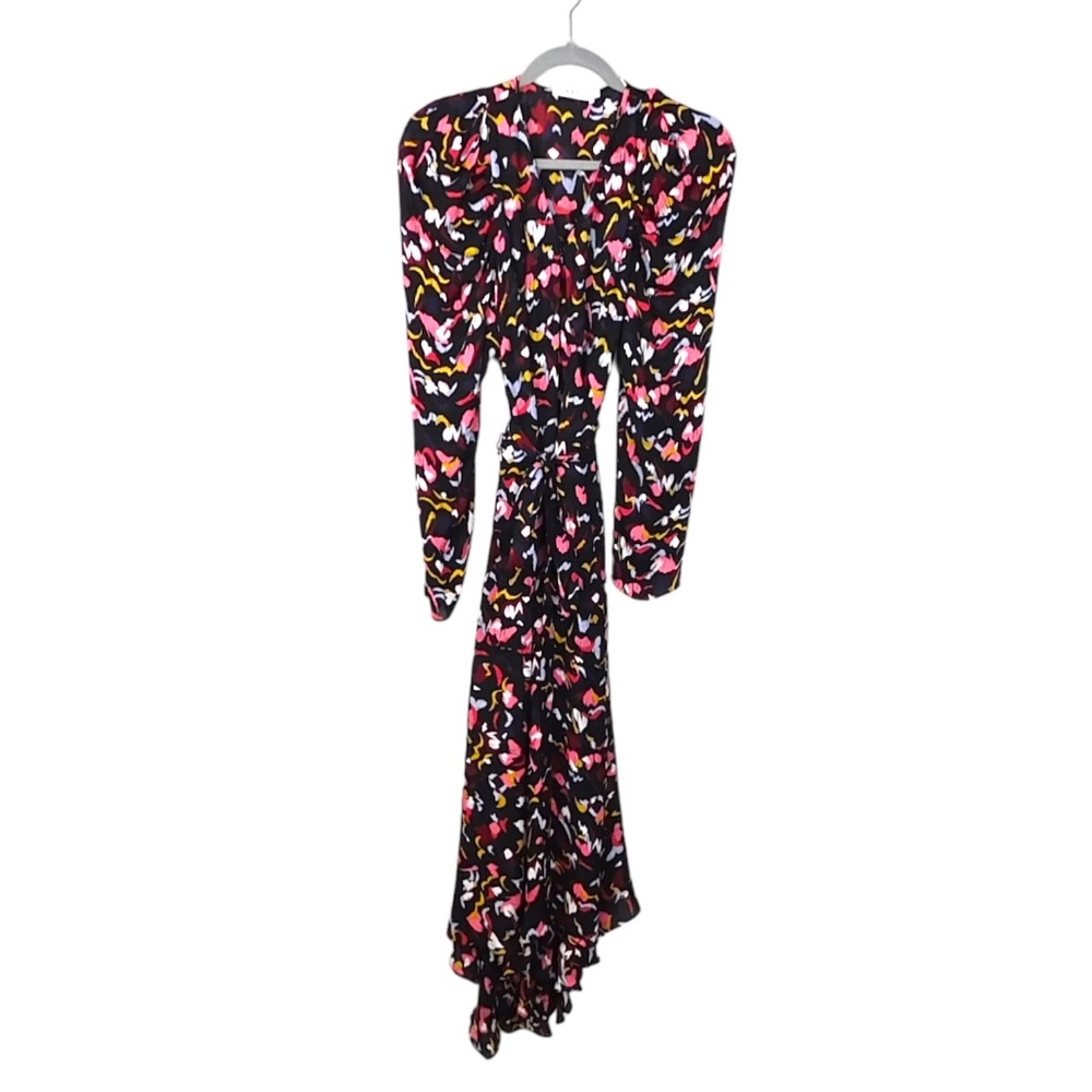 A.L.C. Tianna Long Sleeve Vacation Holiday Wrap Dress in Coral Multi size 10